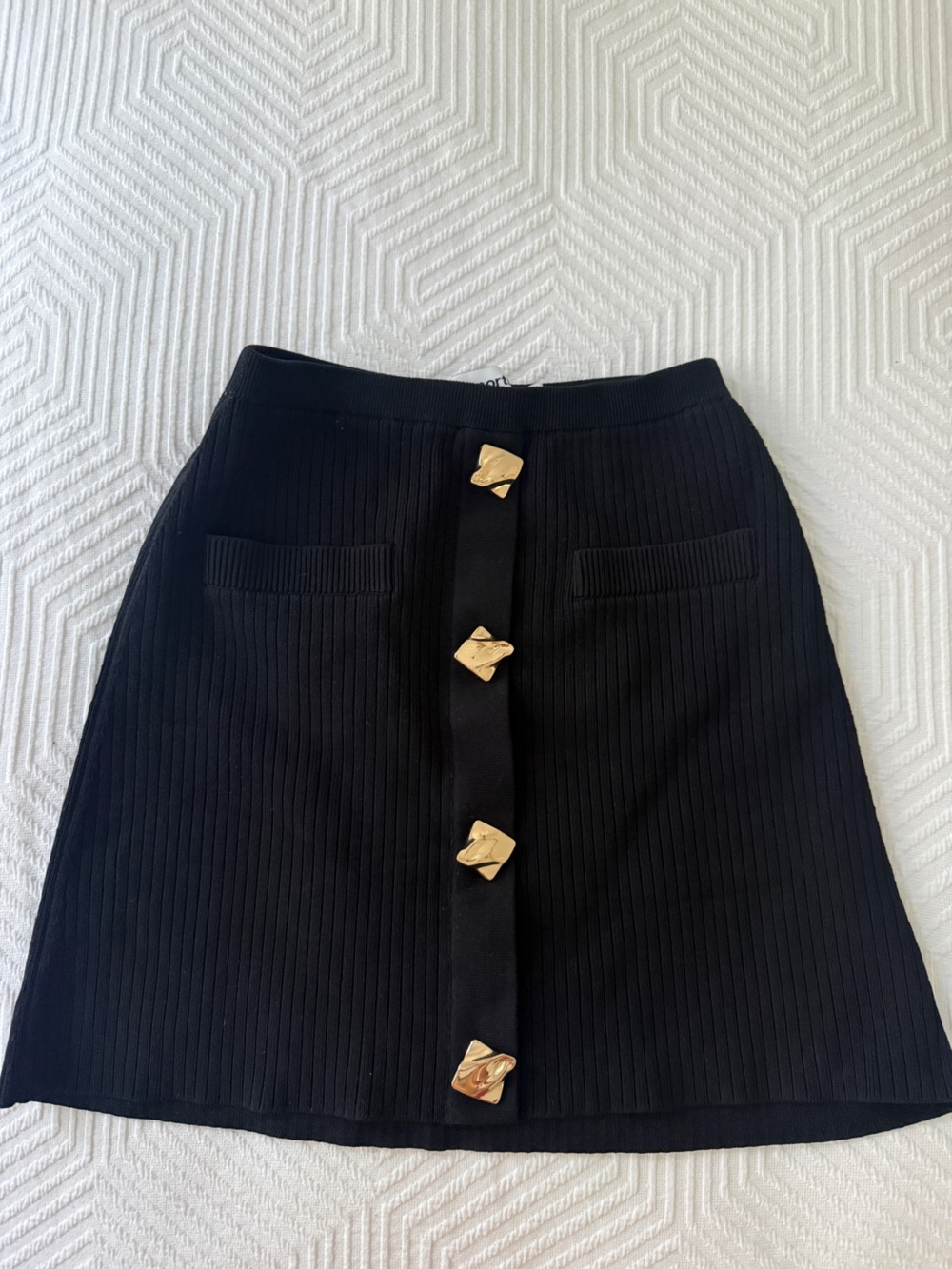 Self portrait button front rib knit mini skirt Size small